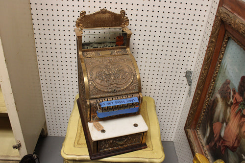 Antique National Brass Cash Register – Ornate Detail